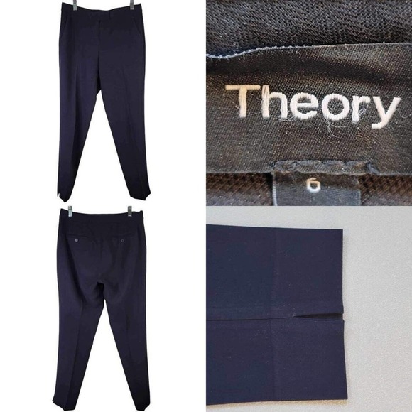 Theory Dress Pants Women’s Size 6 Blue Trousers Slacks Straight Stretch Crepe - Picture 1 of 9